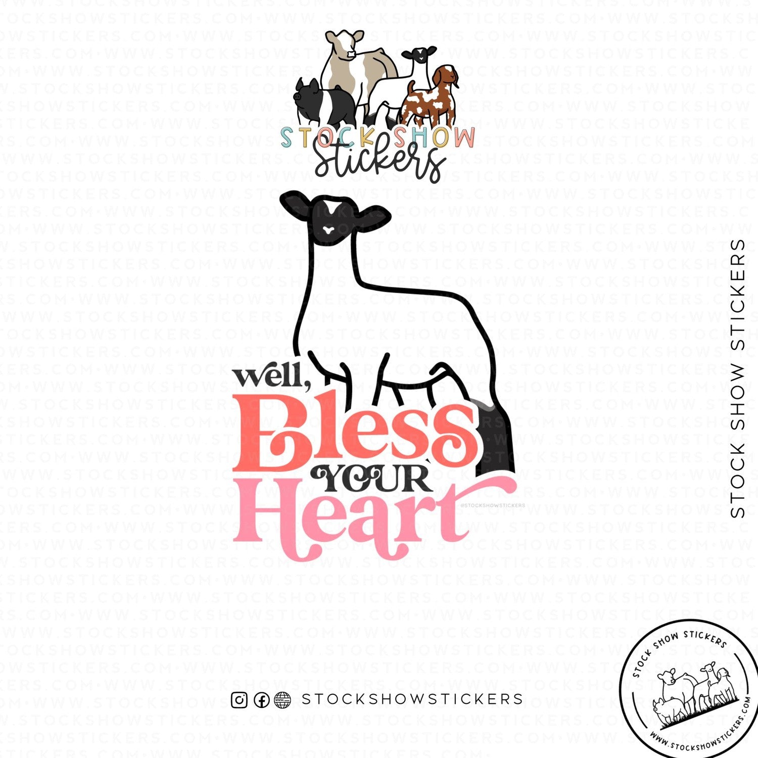 Custom Made Bless Your Heart Livestock Stickers Stock Show Livestock - Livestock &amp; Co. Boutique