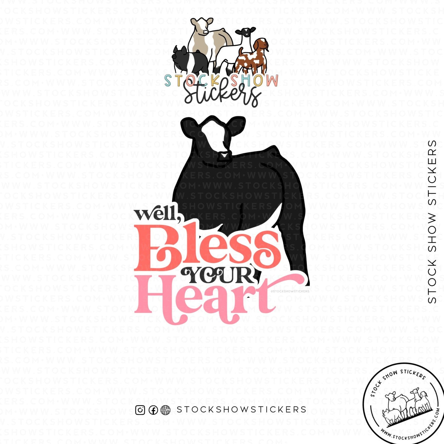 Custom Made Bless Your Heart Livestock Stickers Stock Show Livestock - Livestock &amp; Co. Boutique