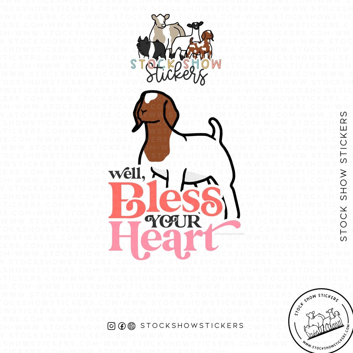 Custom Made Bless Your Heart Livestock Stickers Stock Show Livestock - Livestock &amp; Co. Boutique