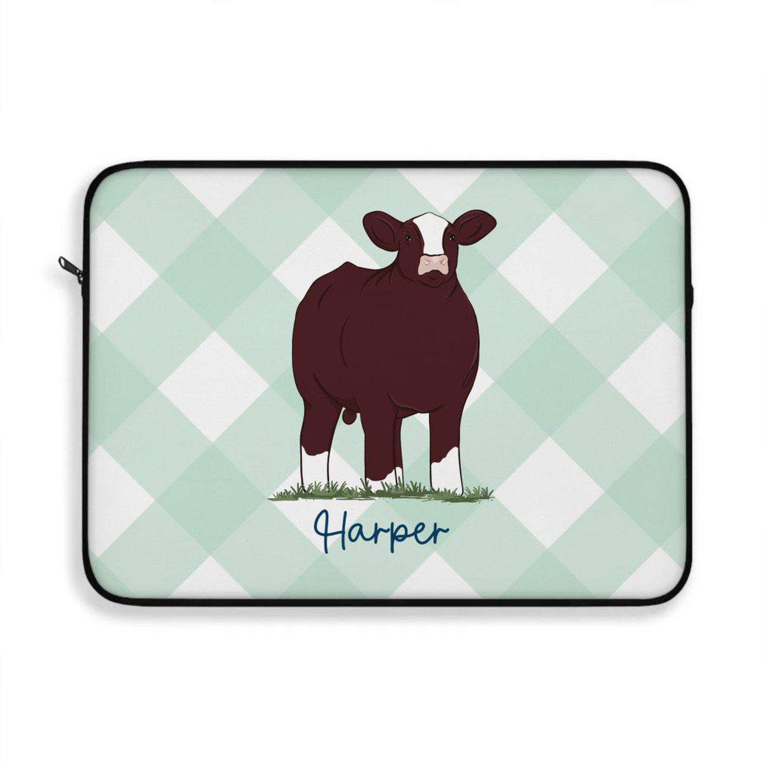 Custom Made Laptop Sleeve - Gingham Stock Show Livestock - Livestock &amp; Co. Boutique